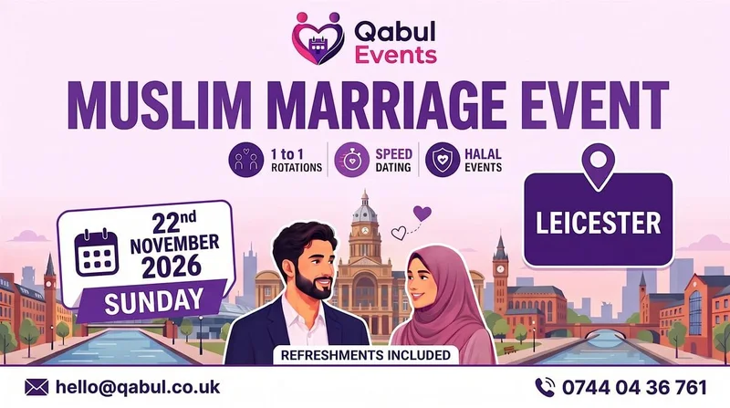 Cover image for Leicester - MUSLIM MARRIAGE EVENT | 1-to-1 Single Muslim Meetup | 22nd Nov