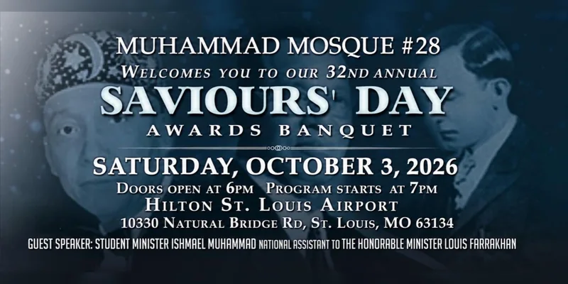 Cover image for SAVE THE DATE: 32nd Annual Saviours' Day Awards Banquet-October 3, 2026