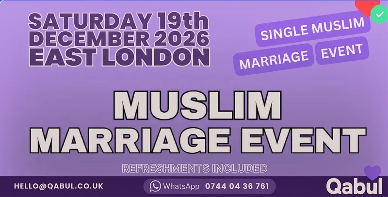 Cover image for East London - MUSLIM MARRIAGE EVENT | 1-to-1 Single Muslim Meetup | 19- Dec
