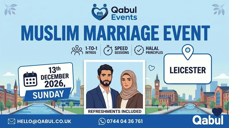Cover image for Leicester - MUSLIM MARRIAGE EVENT | 1-to-1 Single Muslim Meetup | 13th Dec