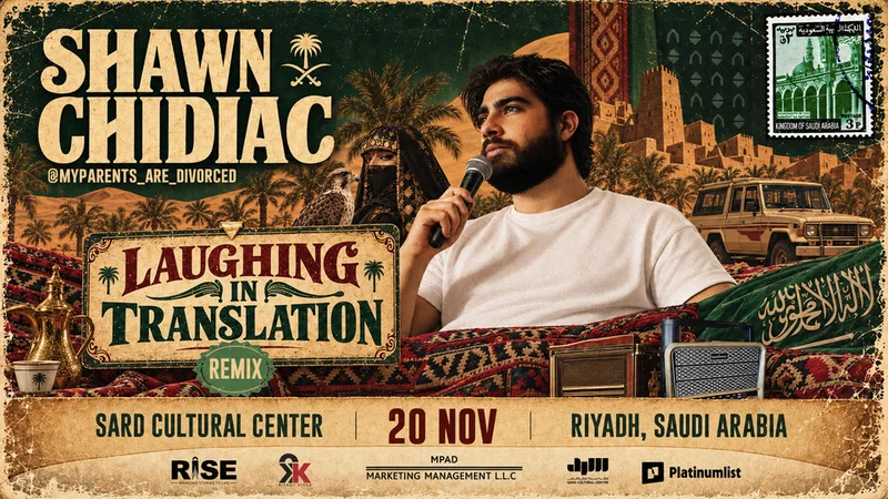 Cover image for Laughing in translation - Comedy show by Shawn Chidiac in Riyadh