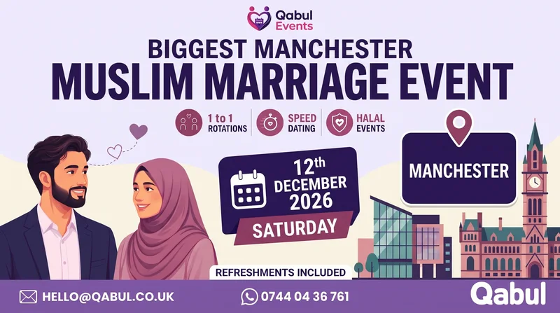 Cover image for Biggest Manchester Single Muslim Marriage Event by Qabul