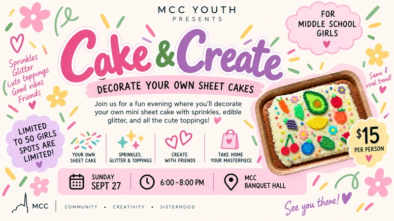 Cover image for Girls Back to School Cake Decorating Event