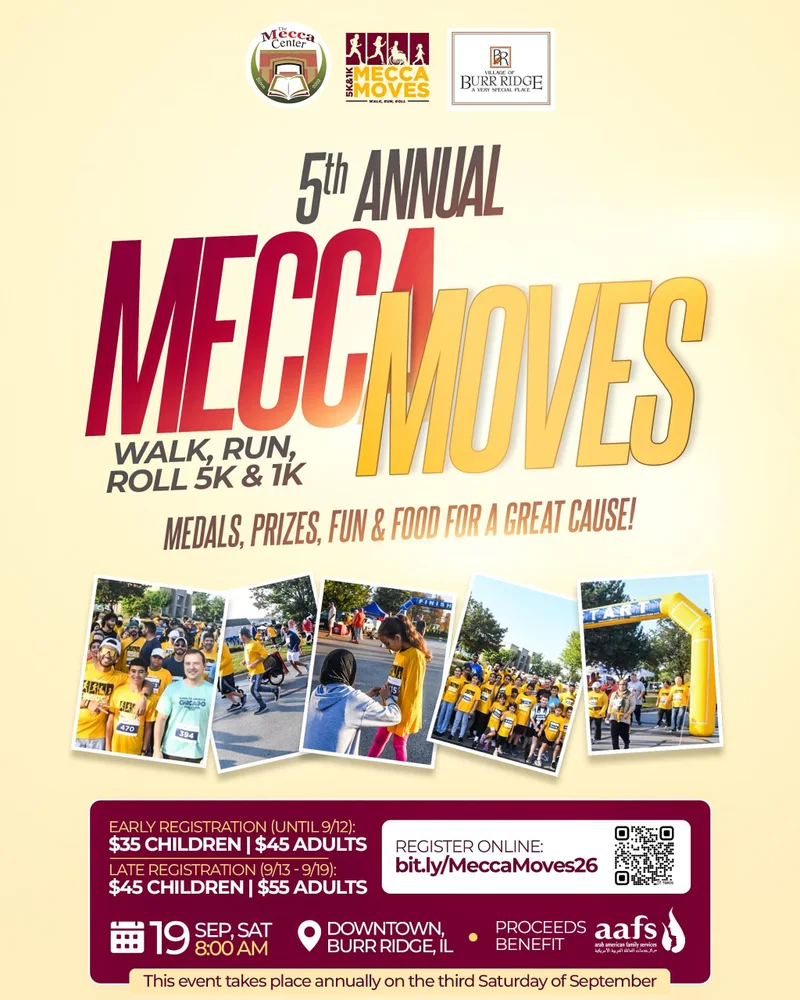 Cover image for The 5th Annual Mecca Moves! 5k & 1K Race, Walk, & Roll