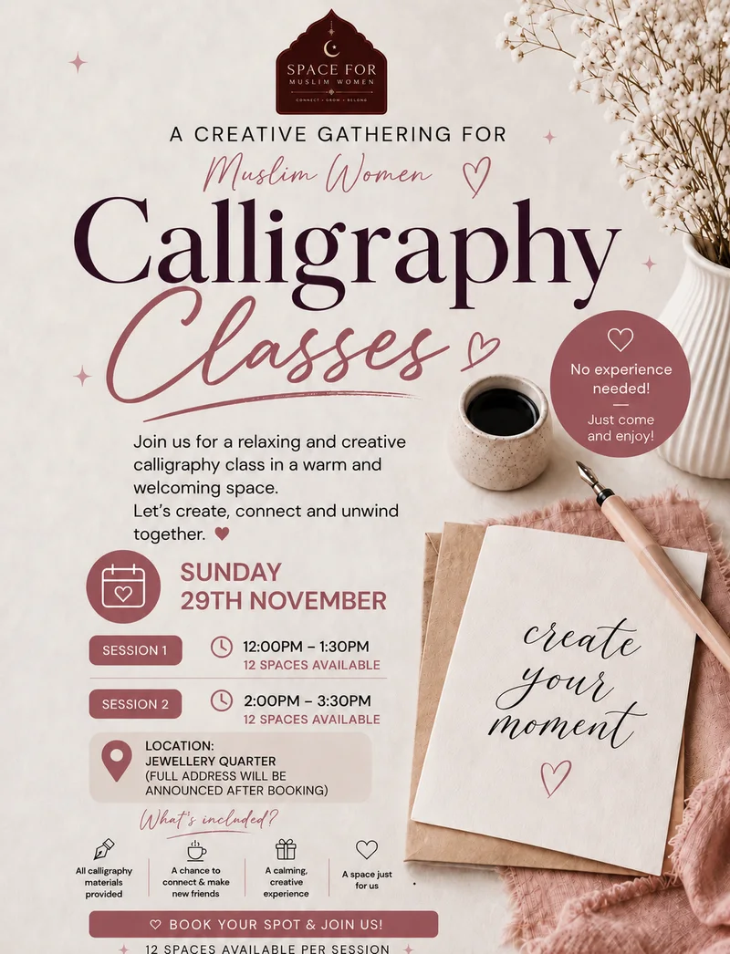 Cover image for Calligraphy & Sisterhood: meet, create & make new friends