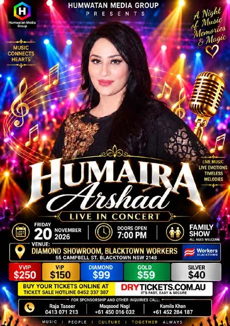 Cover image for Humaira Arshad Live In Concert Sydney 2026