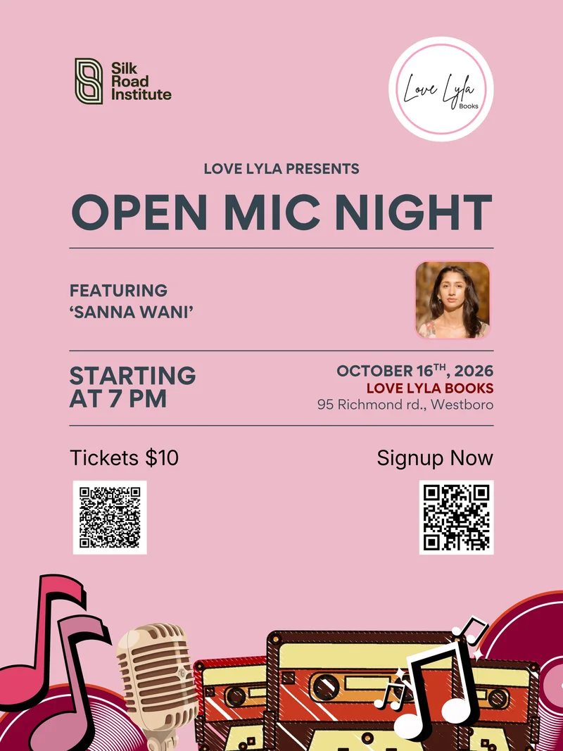 Cover image for Open Mic Night with Silk Road Institute feat. Sanna Wani
