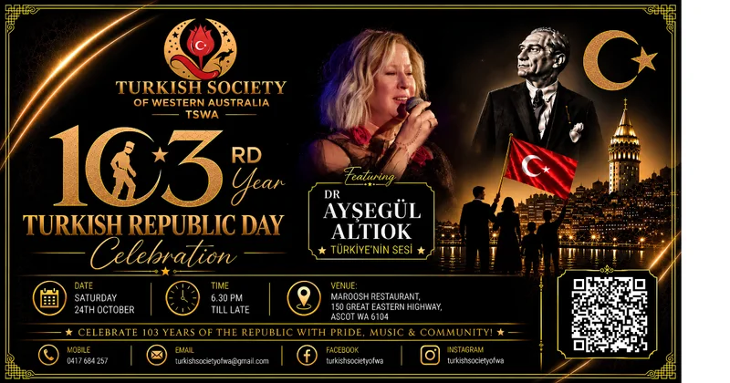 Cover image for 103 Turkish Republic Day Celebration - Turkish Society of WA